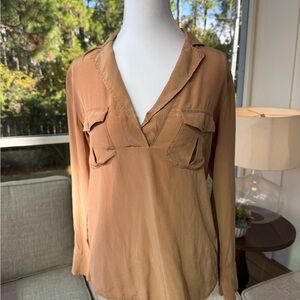 J. Crew Light Brown Blouse with Pockets
